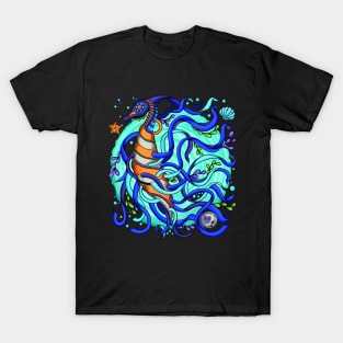 The Seahorse - Underwater Blue World - Dia De Los Muertos - Colorful Seahorse T-Shirt